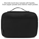 FlowFly Kids Lunch box Insulated Soft Bag Mini Cooler Back to School Thermal Meal Tote Kit for Girls, Boys, Black