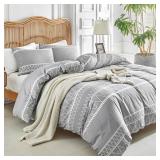 Lekesky Boho Grey Duvet Cover Set Twin, Lightweight Soft Microfiber Duvet Bedding Duvet Cover Set 2 Pcs (1 Duvet Cover 68x90 inches + 1 Pillowcase)