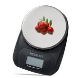NUTRI FIT Digital Food Scale Small Kitchen Scales Weight in Grams and OZ for Cooking Baking Weight Loss, Stainless Steel Tare & Backlit LCD Display, Black