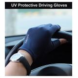 SUJAYU Fishing Gloves - Men & Women UV Protection Fingerless Gloves for Sailing, Kayaking, Paddling & Rowing - Black, Large