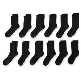 Hanes Medium-Shoe Size: 9-2.5 Boys, Double Tough Cushioned Crew Socks, 12-Pair Packs, Black