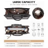 LOVEVOOK Laptop Tote Bag for Women, Leather Office Work Bag Briefcase fit for 15.6 inch Laptop, Large Teacher Computer Bag Handbag,2pcs Set Leather/Black