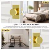 HIEMEY Polished Brass Door Knobs Interior, Modern Passage Gold Round Door Knobs Door Handles for Hall and Closet Rectangle