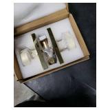 HIEMEY Polished Brass Door Knobs Interior, Modern Passage Gold Round Door Knobs Door Handles for Hall and Closet Rectangle