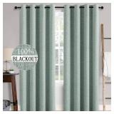 MIULEE Linen Texture Curtains for Bedroom Solid 100% Blackout Thermal Insulated Seafoam Green Curtains Grommet Room Darkening Drapes for Living Room Nursery 52x72 Inch (2 Panels)