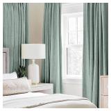 MIULEE Linen Texture Curtains for Bedroom Solid 100% Blackout Thermal Insulated Seafoam Green Curtains Grommet Room Darkening Drapes for Living Room Nursery 52x72 Inch (2 Panels)