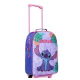 Disney Kids Suitcase - Foldable Trolley Bag 47 x 30cm, 2 Wheels Extendable Handle - Kids Gifts (Blue Stitch)