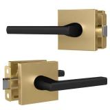 Mega Handles Prime Passage Lever Door Handle for Closet or French Doors, Single Side Door Levers, Fits All Standard Door Sizes, Covered Screws Included - Satin Brass/Matte Black (1 Pack) 5