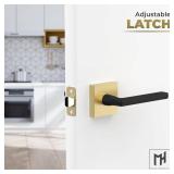 Mega Handles Prime Passage Lever Door Handle for Closet or French Doors, Single Side Door Levers, Fits All Standard Door Sizes, Covered Screws Included - Satin Brass/Matte Black (1 Pack) 5