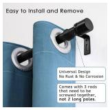 Byondeth Curtain Rods for Windows 16 to 48 Max Adjustable Length 1 Inch Diameter Window Curtain Rod with Aluminium Finials, Black