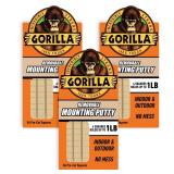 Gorilla Mounting Putty, Natural Tan Color, 84 Pre-Cut Squares (Pack of 3) - Non-Toxic Removable & Repositionable Wall Putty