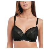 Freya womens Daisy Lace Underwire Balcony Plunge Bra, Black, 36D US