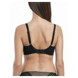Freya womens Daisy Lace Underwire Balcony Plunge Bra, Black, 36D US