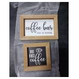 3 Pieces Coffee Bar Decor Sign But First Coffee Wood Sign Mini Farmhouse Wall Rustic Wooden Art Plaque Bar Tabletop Shelf Accessories for Tier Tray Decor Home Office Kitchen