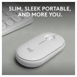 Logitech Pebble Mouse 2 M350s Slim Bluetooth Wireless Mouse, Portable, Lightweight, Customizable Button, Quiet Clicks, Easy-Switch for Windows, macOS, iPadOS, Android, Chrome OS - Tonal White