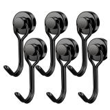 FINDMAG Magnetic Hooks, 30lbs+ Magnetic Hooks for Cruise Cabins, Magnet Hooks Heavy Duty for Fridge, Swivel Swing Hooks for Kitchen, Grill, Garage, Cruise Ship Essentials 6 Pack (Black)
