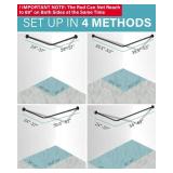 Crkmire Corner Shower Curtain Rod, [24-53] x [24-53] Adjustable L Shaped Shower Rod No-Sagging 304 Stainless 90 Degree Curved Curtain Rod for Bathroom Bathtub with 12 Ring Hooks & Ceiling Support