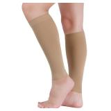 Lin Performance Medical Calf Compression Sleeve for Women and Men, 20-30 mmHg Lightweight Footless for Nurses, Pregnant, Travel and Flight, Varicose Veins, Post Surgery Recovery, Edema Beige,M