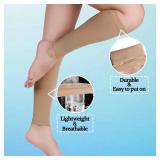 Lin Performance Medical Calf Compression Sleeve for Women and Men, 20-30 mmHg Lightweight Footless for Nurses, Pregnant, Travel and Flight, Varicose Veins, Post Surgery Recovery, Edema Beige,M