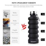 Nefeeko Collapsible Water Bottle, 27oz Reuseable BPA Free Silicone Foldable Water Bottles for Travel Gym Camping Hiking, Portable Leak Proof Sports Water Bottle with Carabiner