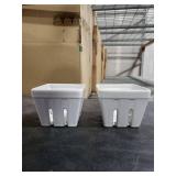 Gomakren Ceramic Berry Basket Set of 2, Square Fruit Bowl with Holes, Small Fruit Basket Containers for Kitchen Counter, Berries, Strawberry, Grape, Cherry, White