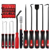KEZE 11Pcs Carbon Steel Precision Pick & Hook Set with Scraper and Magnetic Telescoping Tool Kit for Remove Automotive Electronics Maintenance Hoses Gasket Hand Pick Up Tools