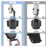 bokilino Cup Phone Mount for Car, [Upgraded Version] Universal Cup Phone Cradle Holder with Long and Adjustable Neck, Friendly Compatible with Cell Phone iPhone, Samsung, Google and All Smartphones