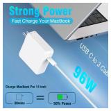 Charger for MacBook Pro 14 16 inch MacBook Air 13 15 inch 2025 2024 2023 2022 2021 M4 M3 M2 M1, 96W / 70W USB C Power Adapter, 6.6FT USB C to 3 Braided Cable with LED, Original Quality