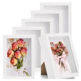 Hacaroa 6 Pack 4 x 6 Inches Shadow Box Frame, Small Wood Frame Memory Display Cases,1.2in Depth Picture Frame Case for Dried Flowers, DIY Craft, Memorabilia, Medals and Photos, White