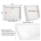 Hacaroa 6 Pack 4 x 6 Inches Shadow Box Frame, Small Wood Frame Memory Display Cases,1.2in Depth Picture Frame Case for Dried Flowers, DIY Craft, Memorabilia, Medals and Photos, White