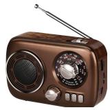 Gelielim Portable Radio AM FM SW, Bluetooth Speaker Retro Radio, Support USB/TF Card,Best Sound Easy to Operate Rechargeable Battery Operated, Suitable for Indoor&Outdoor, Gift for Parents