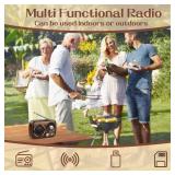 Gelielim Portable Radio AM FM SW, Bluetooth Speaker Retro Radio, Support USB/TF Card,Best Sound Easy to Operate Rechargeable Battery Operated, Suitable for Indoor&Outdoor, Gift for Parents