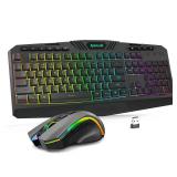 Redragon S101M-KS Gaming Keyboard and Mouse Wireless with Tri-Mode, RGB Keyboard and 4800 DPI Gaming Mouse, 10 Independent Multimedia Keys for Wins, PC, Computer, Wireless S101 Ideal for Gamer