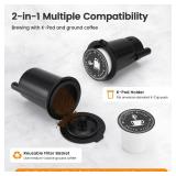 Single Serve Coffee Maker for K-Cup Pod and Grounds, Hot and Iced Coffee Maker, Strong Button Feature, 6 to 14oz Brew Sizes, 50oz Removable Reservoir, Up to 6.5 Inch Cup, Stainless Steel, Black