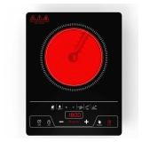 VBGK Single Burner Electric Cooktop,1800W Electric Stove Top Portable Cooktop LED Touch Control,8 Power Levels, Kids Lock