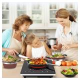 VBGK Single Burner Electric Cooktop,1800W Electric Stove Top Portable Cooktop LED Touch Control,8 Power Levels, Kids Lock