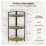 BUTUNITA Bathroom Corner Shelf Stand, 3-Tier Small Corner Shelves, Triangular Curved Standing Bathroom Shelf Unit for Small Spaces, Ideal for Kitchen, Vanity Storage and Organization - Brown