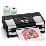Fully Automatic Vacuum Sealer, 95Kpa Powerful Food Vacuum Sealer Machine, Auto Dry-Wet Detection | Bag Cutter | 2 Rolls Bags | Effortless Operation, Silver - Black