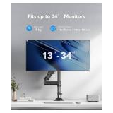 HUANUO Single Monitor Arm, Adjustable Desk Mount for 13-34 inch Screens, Holds 19.8lb, 22.44 inch Max Height, Full Motion Swivel Monitor Stand with VESA 75x75mm and 100x100mm Compatibility