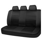 CAR PASS Leather Back Seat Cover, Breathable Mesh Universal Bench Seat Cover, Super 5mm Composite Sponge Inside, Airbag Compatible Fits Most Automotive, Cars, SUVs, Trucks, and Vans (Rear, Black)