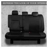 CAR PASS Leather Back Seat Cover, Breathable Mesh Universal Bench Seat Cover, Super 5mm Composite Sponge Inside, Airbag Compatible Fits Most Automotive, Cars, SUVs, Trucks, and Vans (Rear, Black)