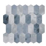 The Tiles Plaza 10-Sheet Peel and Stick Backsplash, Blue Cement Long Hexagon Self Adhesive Wall Tile, Stone Composite Stick On Decorative Mosaic Tile for Kitchen Bathroom Fireplace