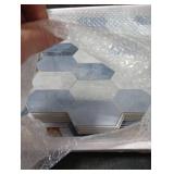 The Tiles Plaza 10-Sheet Peel and Stick Backsplash, Blue Cement Long Hexagon Self Adhesive Wall Tile, Stone Composite Stick On Decorative Mosaic Tile for Kitchen Bathroom Fireplace