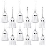Tigeen 24 Pcs Christmas Halloween Hanging Ornaments Cute Ghost Decoration Xmas Halloween Tree Decoration Plastic Decorative Mini Ghost Ornaments for Home Tree Party Supplies(Sliver,12 Pcs)