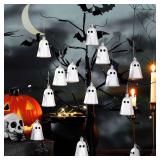 Tigeen 24 Pcs Christmas Halloween Hanging Ornaments Cute Ghost Decoration Xmas Halloween Tree Decoration Plastic Decorative Mini Ghost Ornaments for Home Tree Party Supplies(Sliver,12 Pcs)