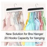 Bra Hanger for Closet, Tank Top Organizer 20 Hooks Capacity Foldable Wood Space Saving Hanger Closet Organizers and Storage for Dorm & Apartment for Tank Top, Hats, Scarf etc.