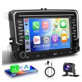 4+64G for VW Volkswagen Jetta Golf Passat Tiguan Seat Touran Skoda Wireless CarPlay Car Stereo,7in Android Auto IPS,Android Car Radio,32EQ DSP,Bluetooth5.0,GPS,FM,WiFi+Backup Camera for Jetta Radio