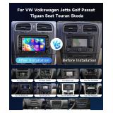 4+64G for VW Volkswagen Jetta Golf Passat Tiguan Seat Touran Skoda Wireless CarPlay Car Stereo,7in Android Auto IPS,Android Car Radio,32EQ DSP,Bluetooth5.0,GPS,FM,WiFi+Backup Camera for Jetta Radio