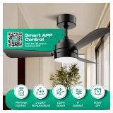hinomy Ceiling Fans with Lights,28in Small Ceiling Fan Light, Easy-to-Install Ceiling Fans with Light and Remote,3000-6500k, Dimmable, Small Ceiling Fan for Bedroom/Kitchen/Garage.Black.
