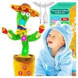 Vitosup Rechargeable Dancing Talking Cactus Toy w/Volume Adjustable, Cactus Baby Toy Repeat What You Say, Baby Toys for Boys Girls, Singing Mimicking Cactus Toy